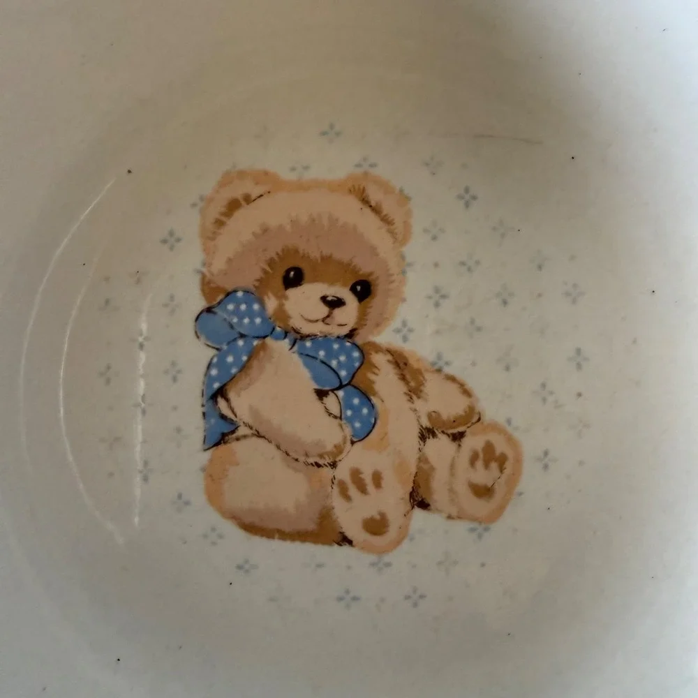 4pc Vintage Tienshan Theodore Country Bear Soup‎ Cereal Bowls Blue Bow